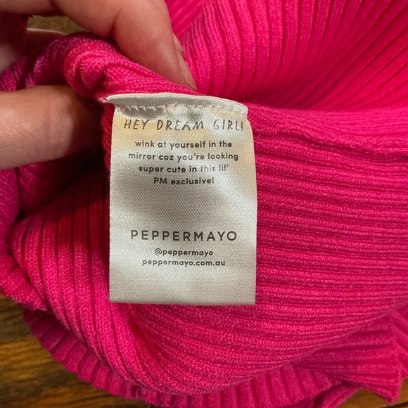 Peppermayo Sunrise Cove Maxi Dress Hot Pink Orange Ribbed Cutout Knit Dress S/M - Picture 8 of 9